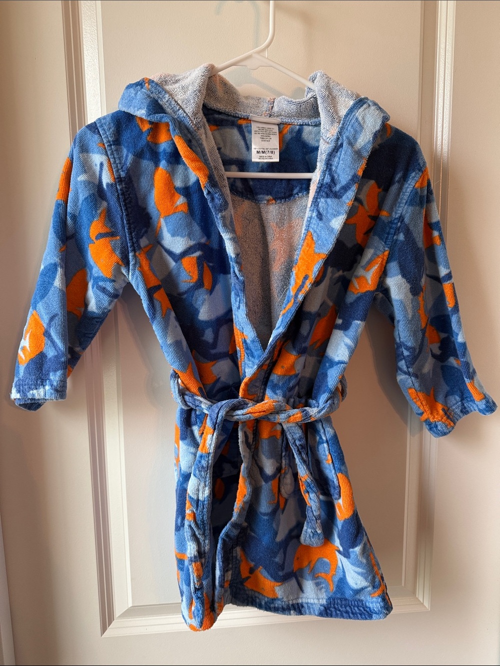St. Eve Kids Terry-cloth Blue & Orange Shark Hooded Bath Robe - Hooded Robe